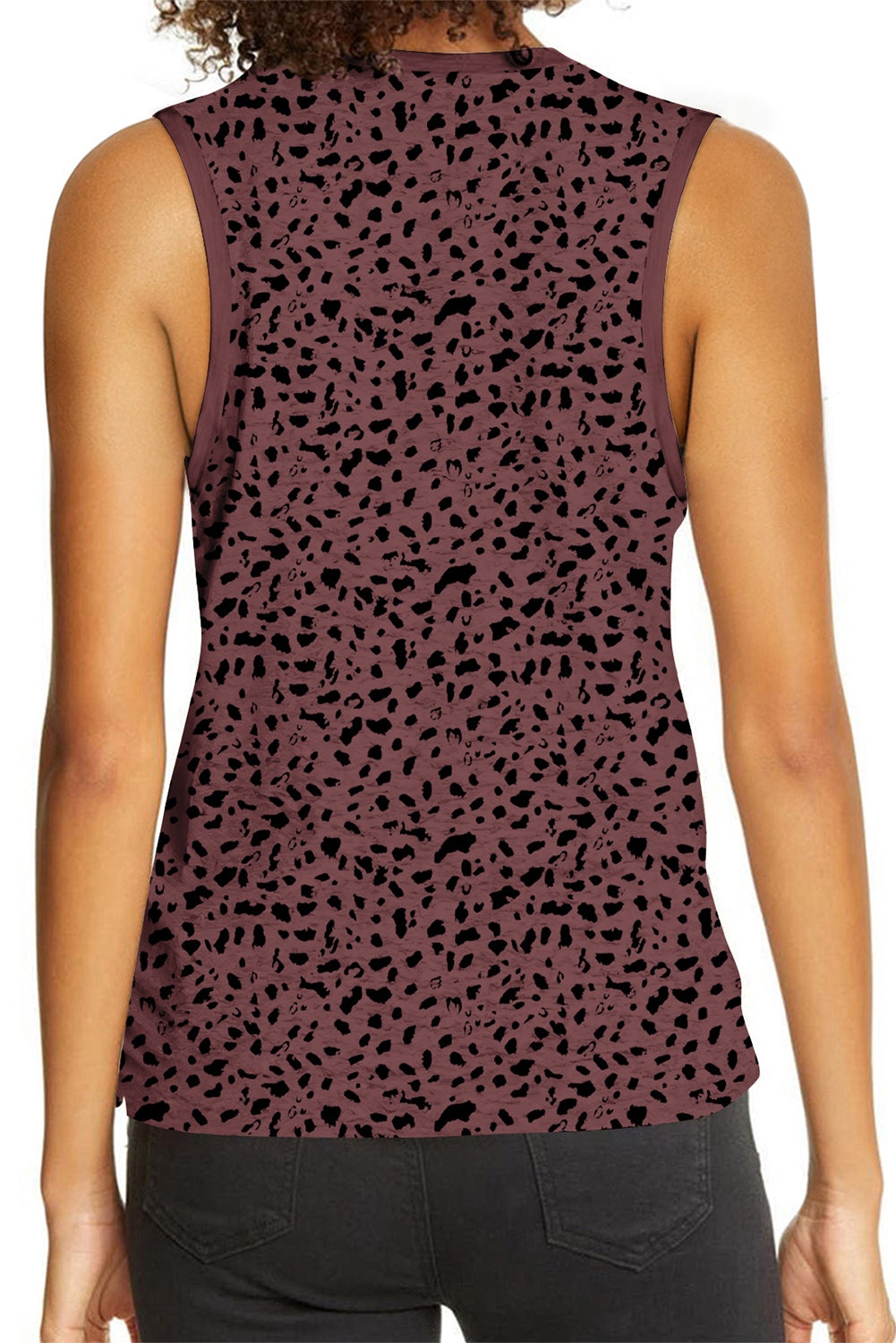 Leopard Print Round Neck Tank Top