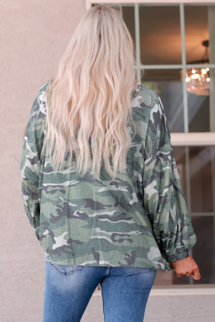 Long Sleeve Camo Print Oversize Hoodie