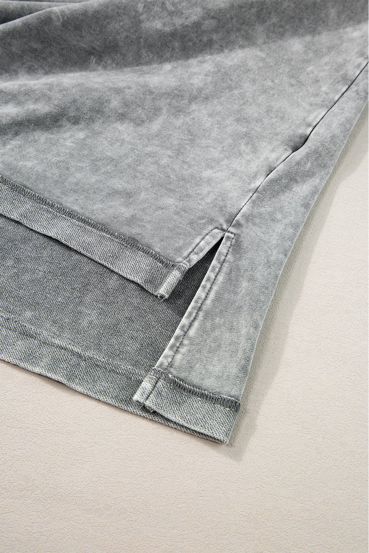 Philippine Gray Mineral Wash Exposed Seam Drop Shoulder Oversized Tee