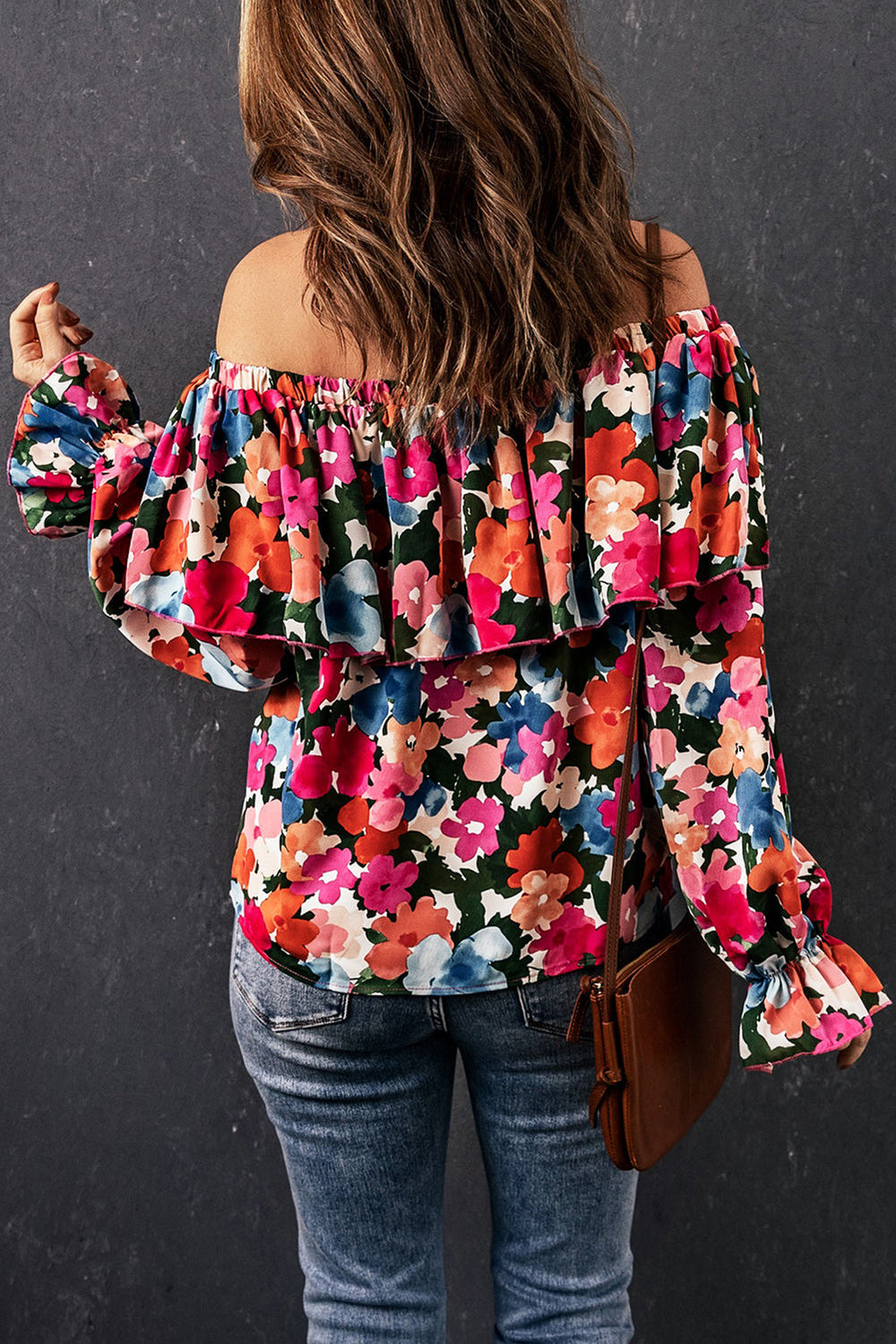 Floral Print Ruffled Off Shoulder Blouse