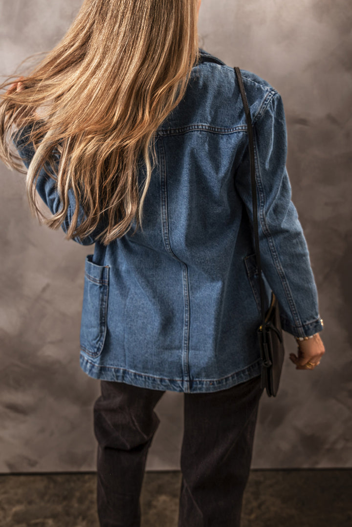 Jeansjacke mit Seitentaschen und Reverskragen