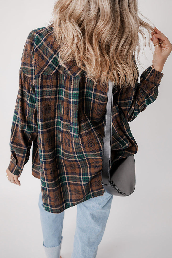 Plaid Print Chest Pockets Buttoned Shirt Jacket