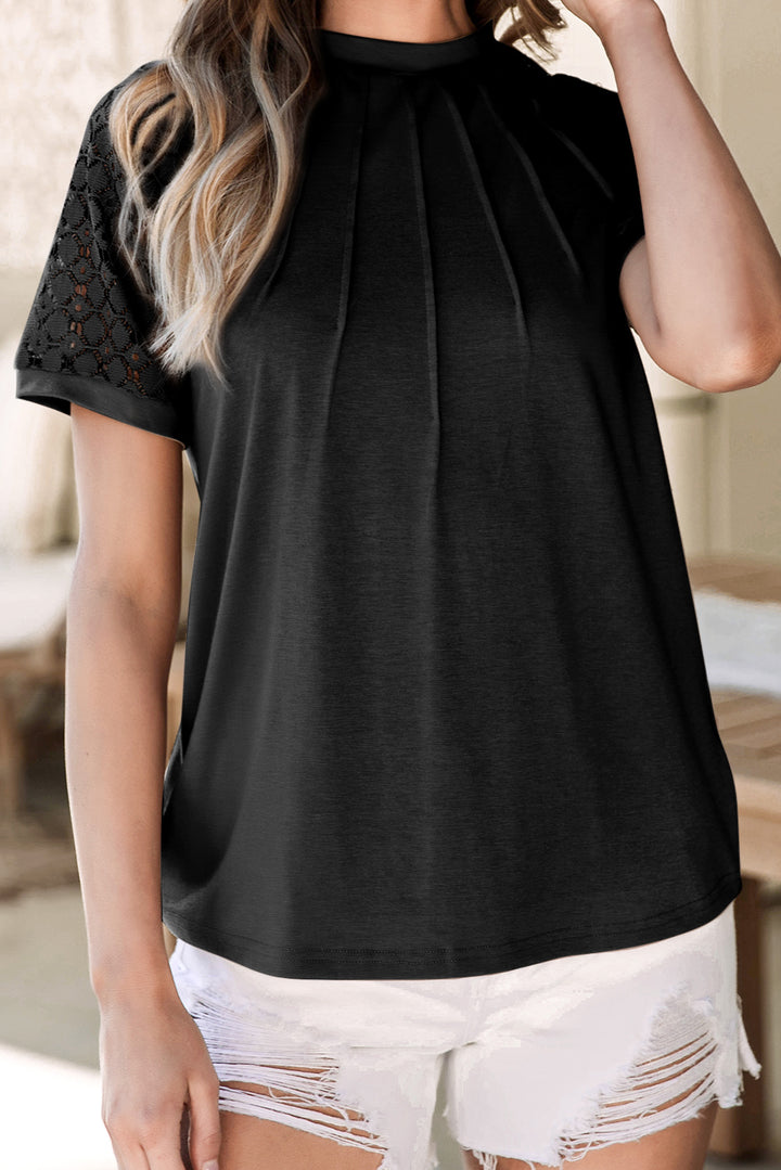 Seamed Contrast Lace Raglan Tee