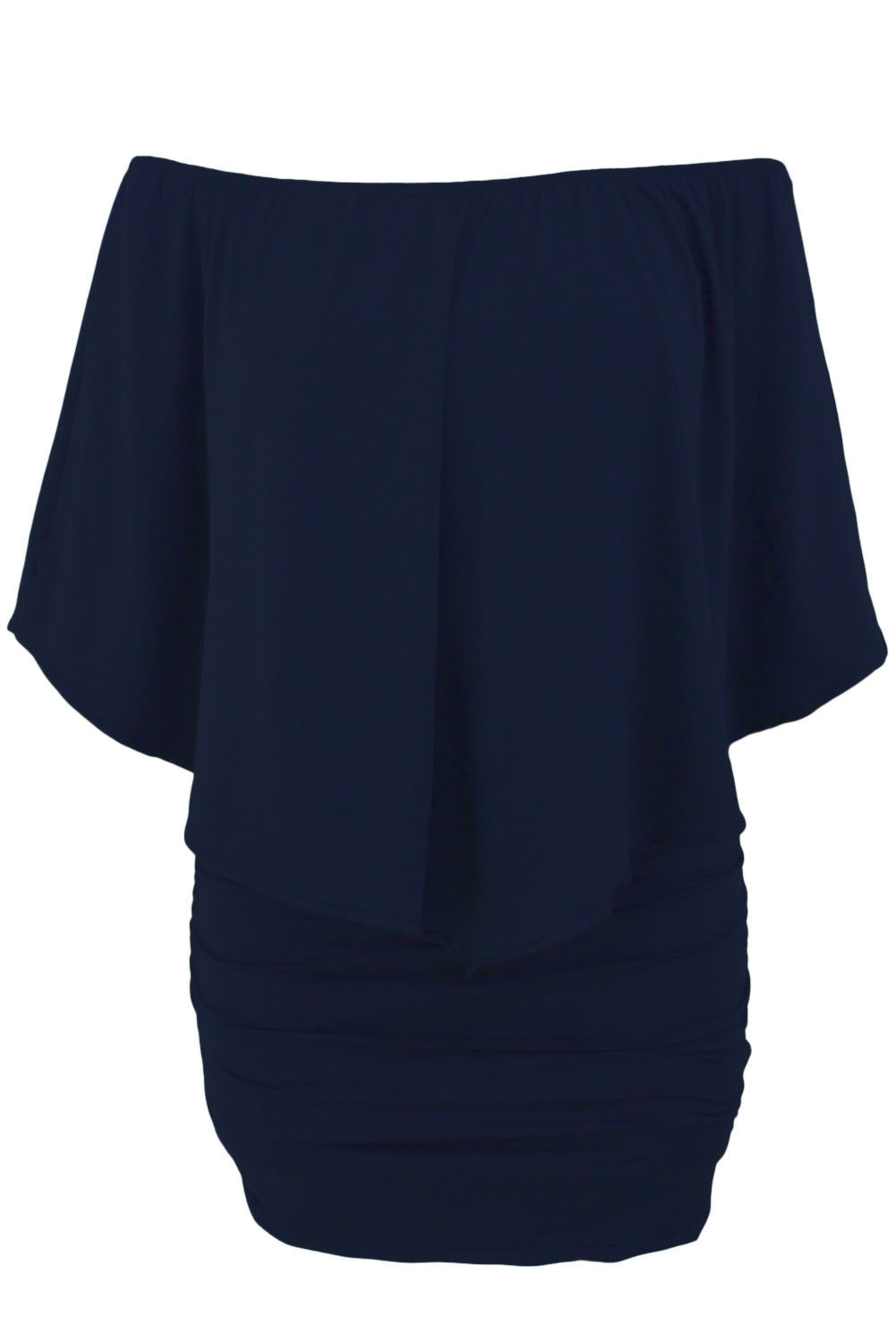 Plus size Dressing Layered Dark Blue Mini Poncho Dress