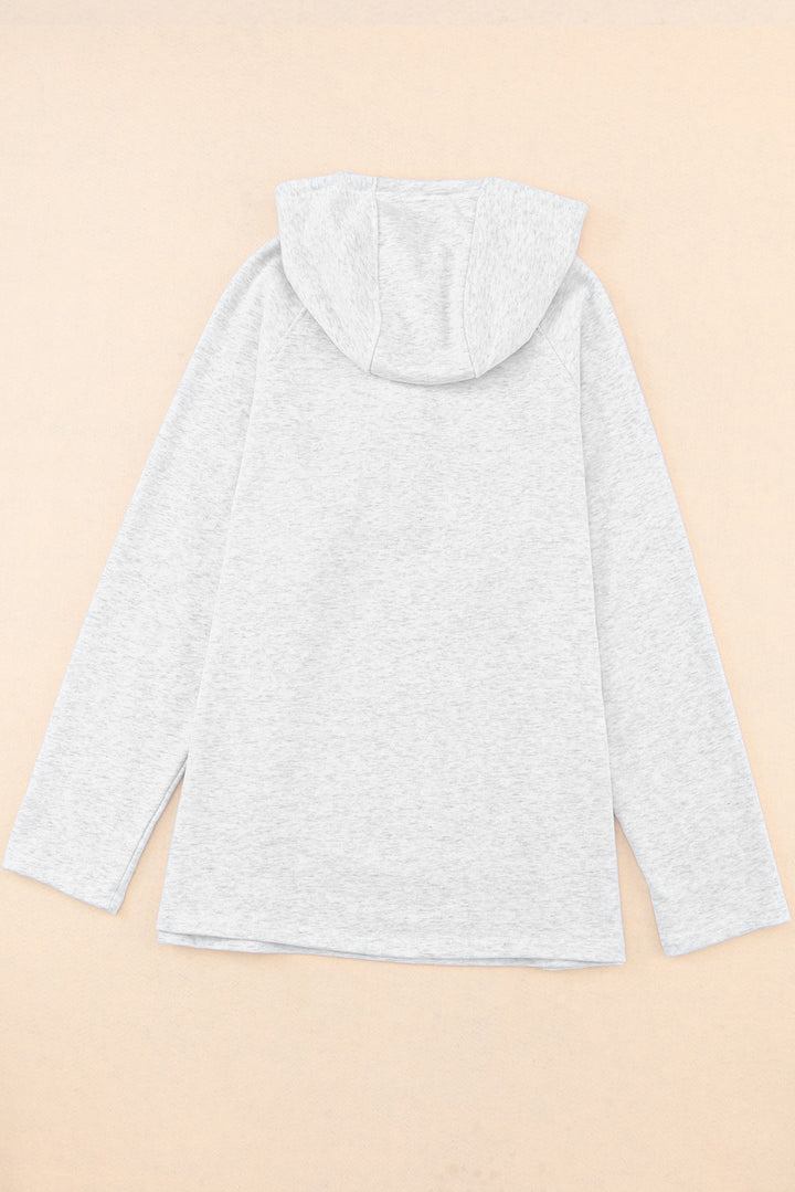 Gray Plus Size Kangaroo Pocket Henley Button Hoodie