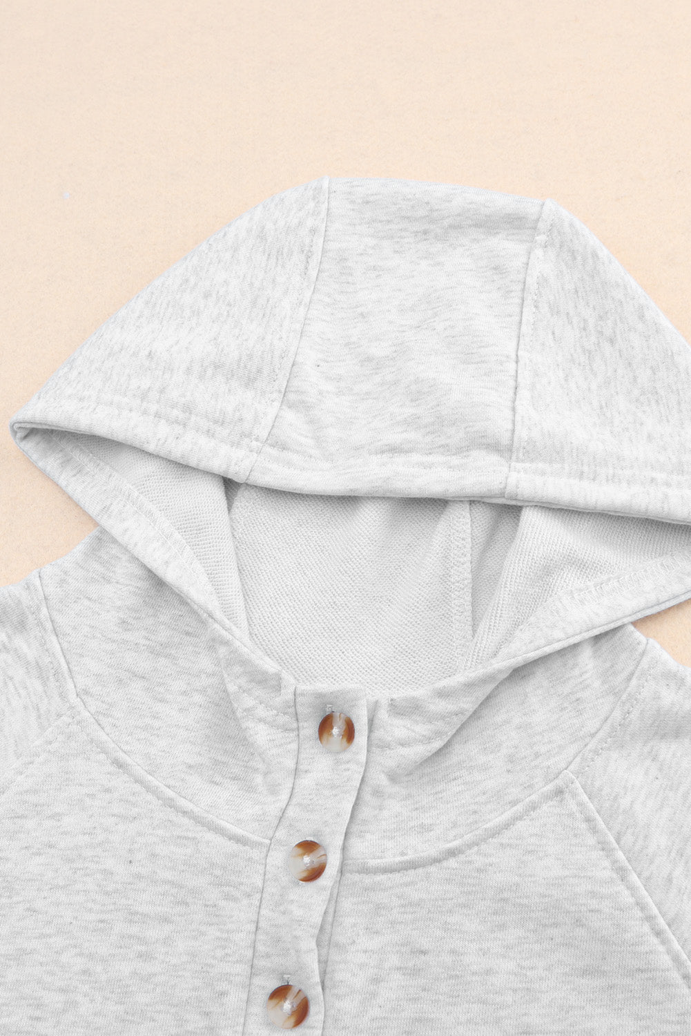 Gray Plus Size Kangaroo Pocket Henley Button Hoodie