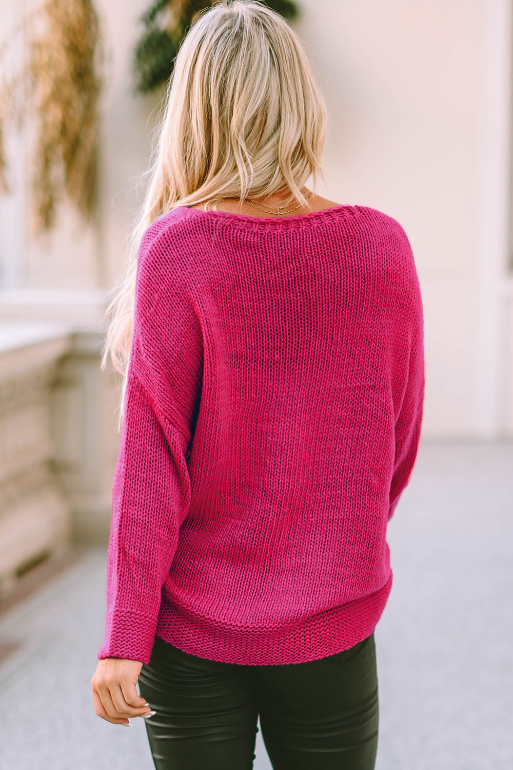 Rose Loose Knitted V Neck Sweater