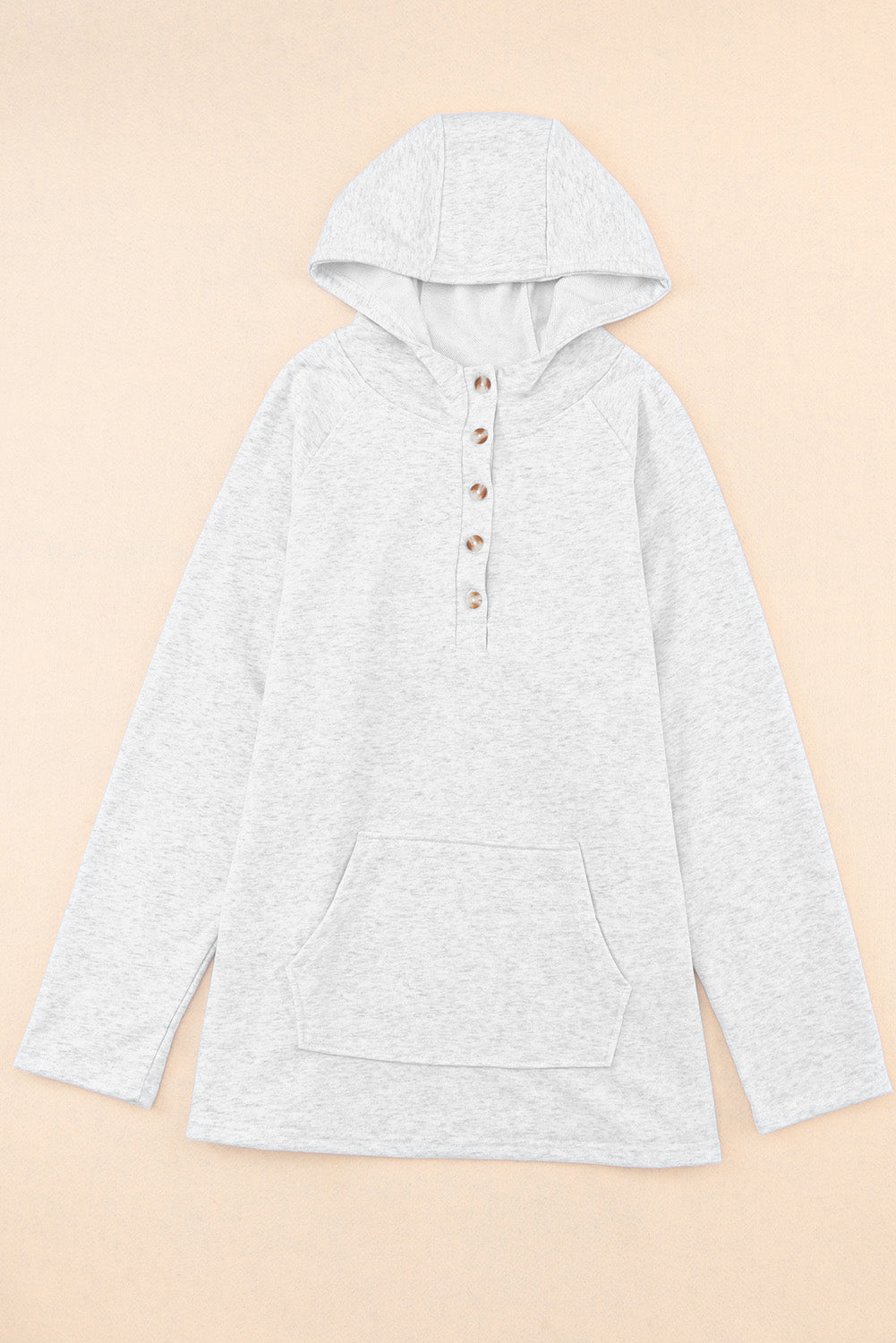 Gray Plus Size Kangaroo Pocket Henley Button Hoodie