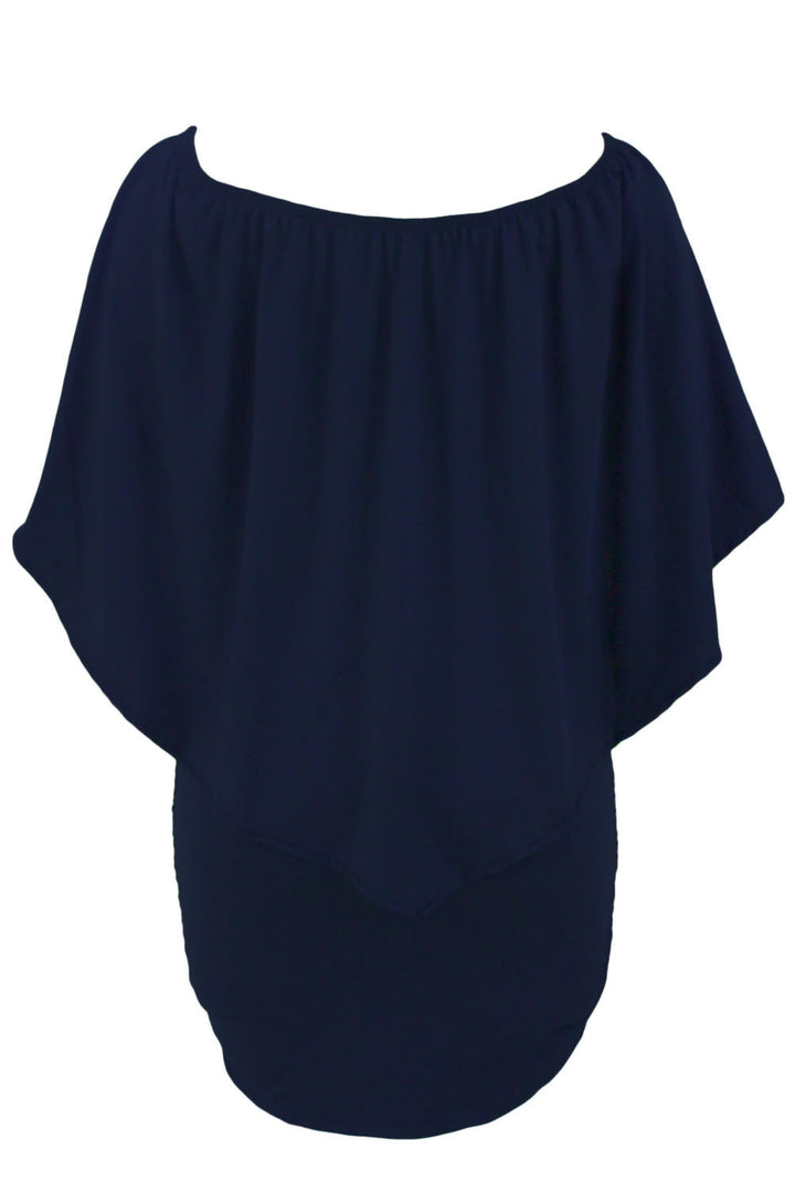 Plus size Dressing Layered Dark Blue Mini Poncho Dress