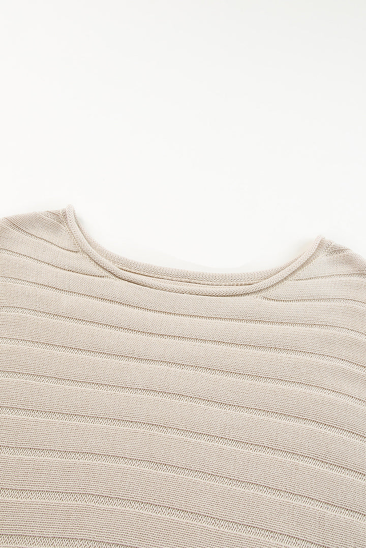 Apricot Exposed Seam Ribbed Knit Dolman Sweater