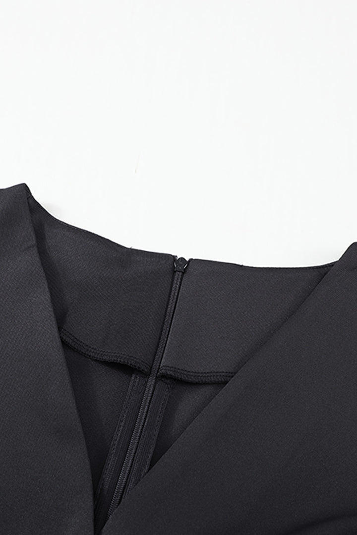 Classy 3/4 Sleeve V Neck Ruched Mini Dress – ModeShe.com