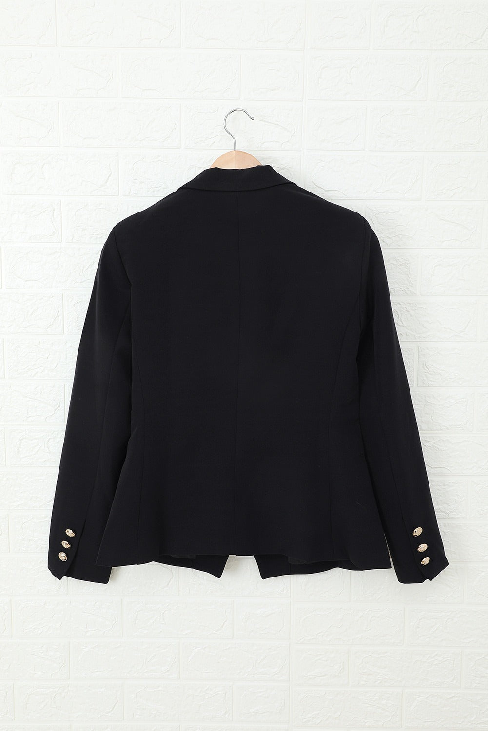 Women's Elegant Black 3/4 Sleeve Double Breasted Blazer