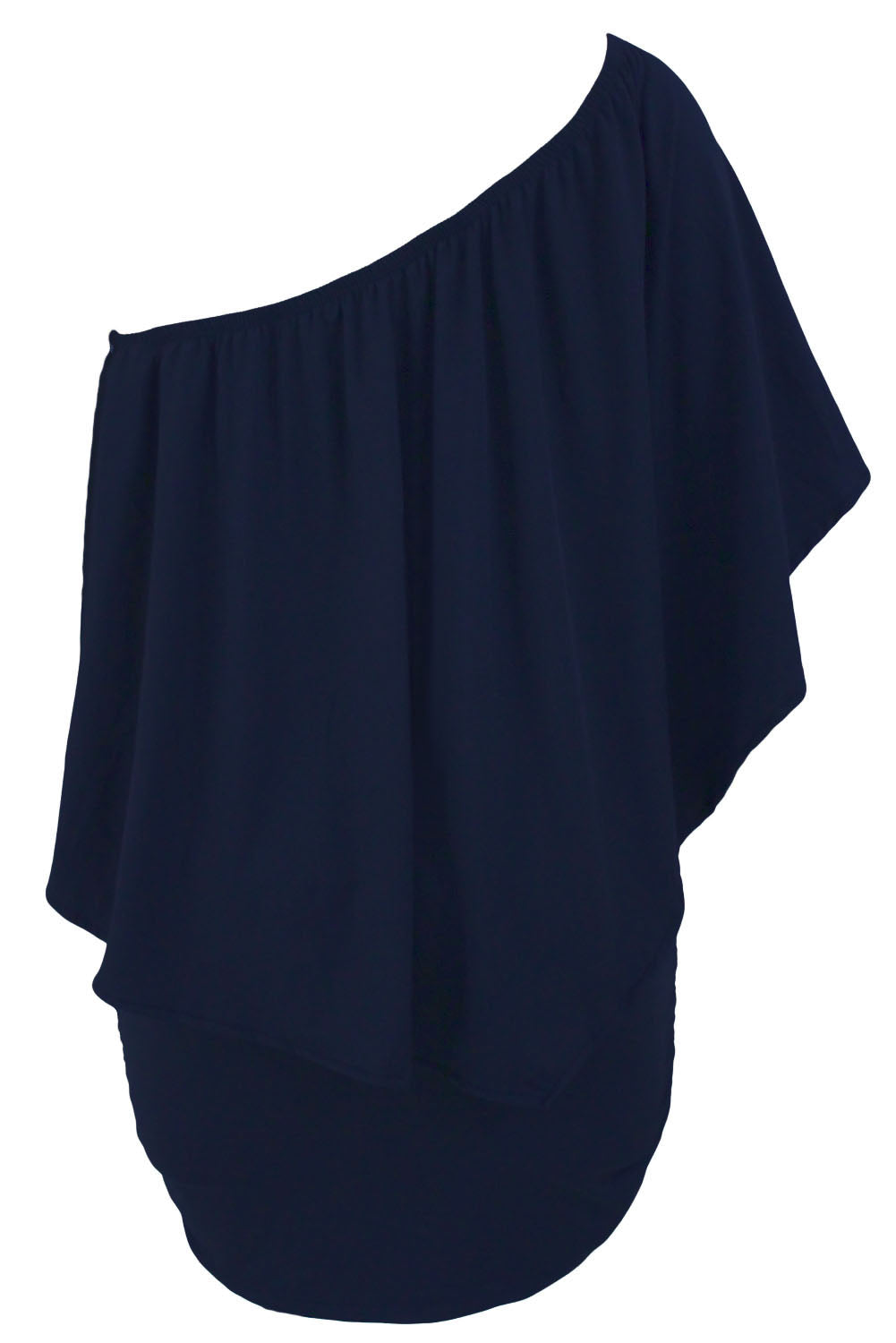 Plus size Dressing Layered Dark Blue Mini Poncho Dress