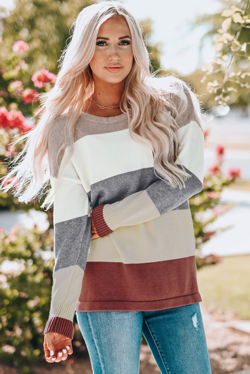 Colorblock Pocketed Sweater