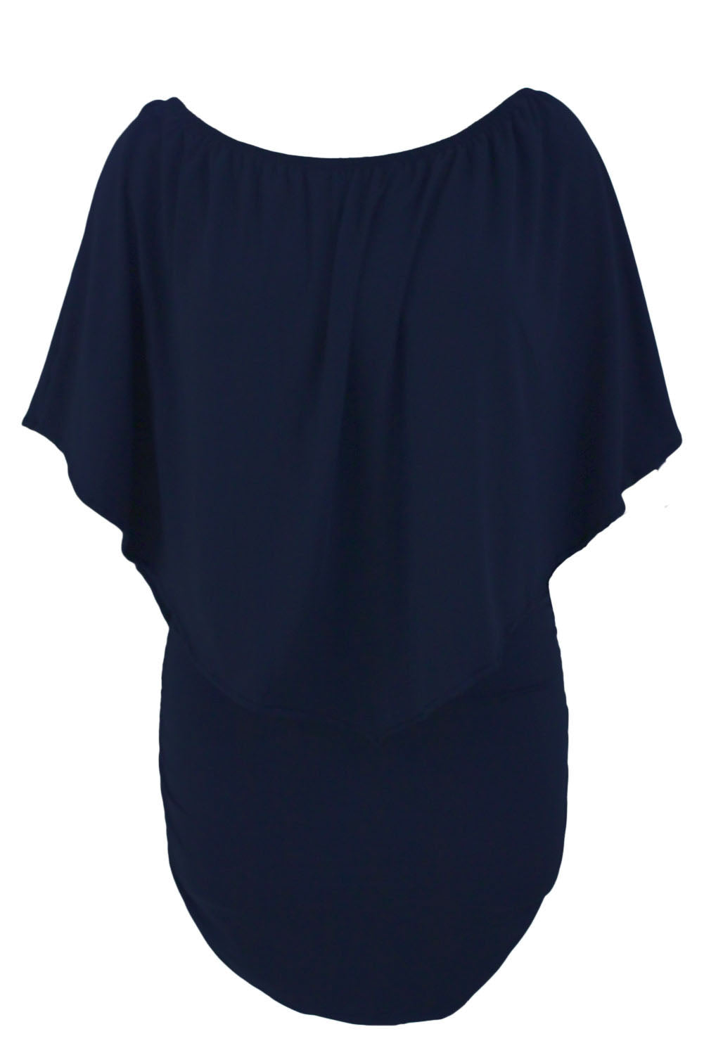 Plus size Dressing Layered Dark Blue Mini Poncho Dress