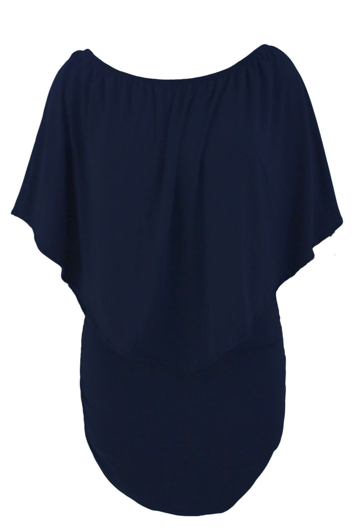 Plus size Dressing Layered Dark Blue Mini Poncho Dress