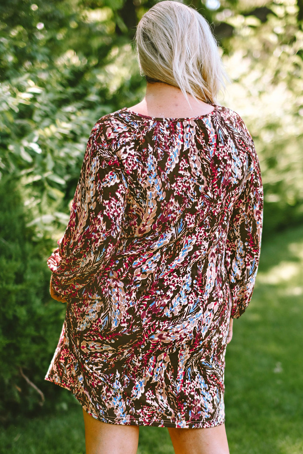 Red Plus Size Floral Print Mini Dress