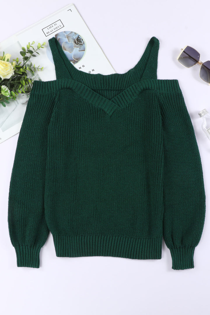 Green Dew Shoulder Juliette Knitted Sweater