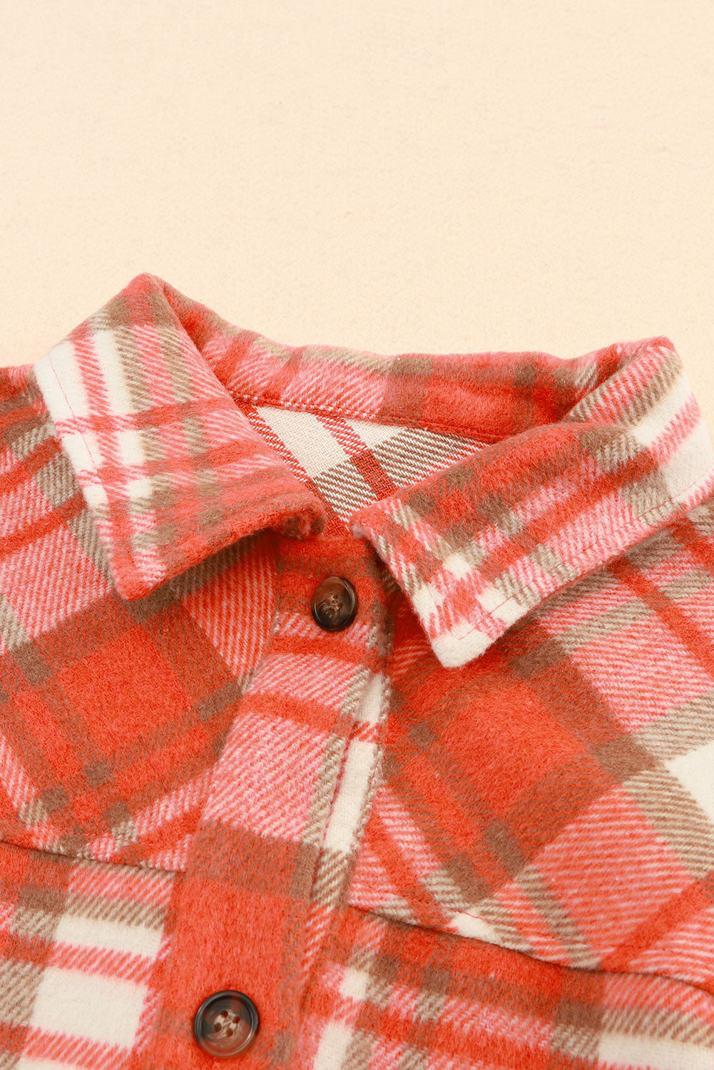 Red Sherpa Sleeve Plaid Print Shacket